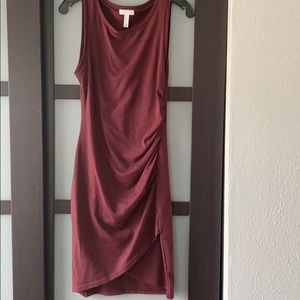 Leith Ruched Body Con Tank Dress XS burgundy/wine